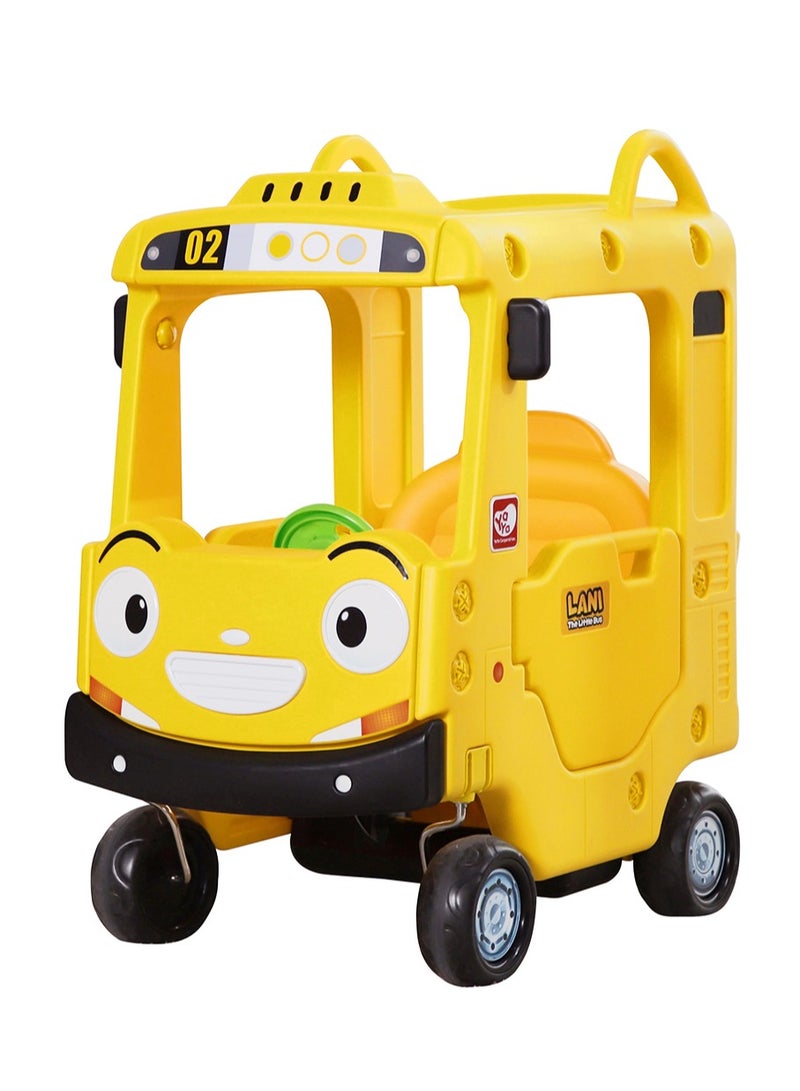 YaYa Ride-on Bus Roof Car LB Z02 for Kids, Push Car w/ Light, Music,Rotating Wheels, Drive & Sliding Footrest 1-3 Yrs - Yellow