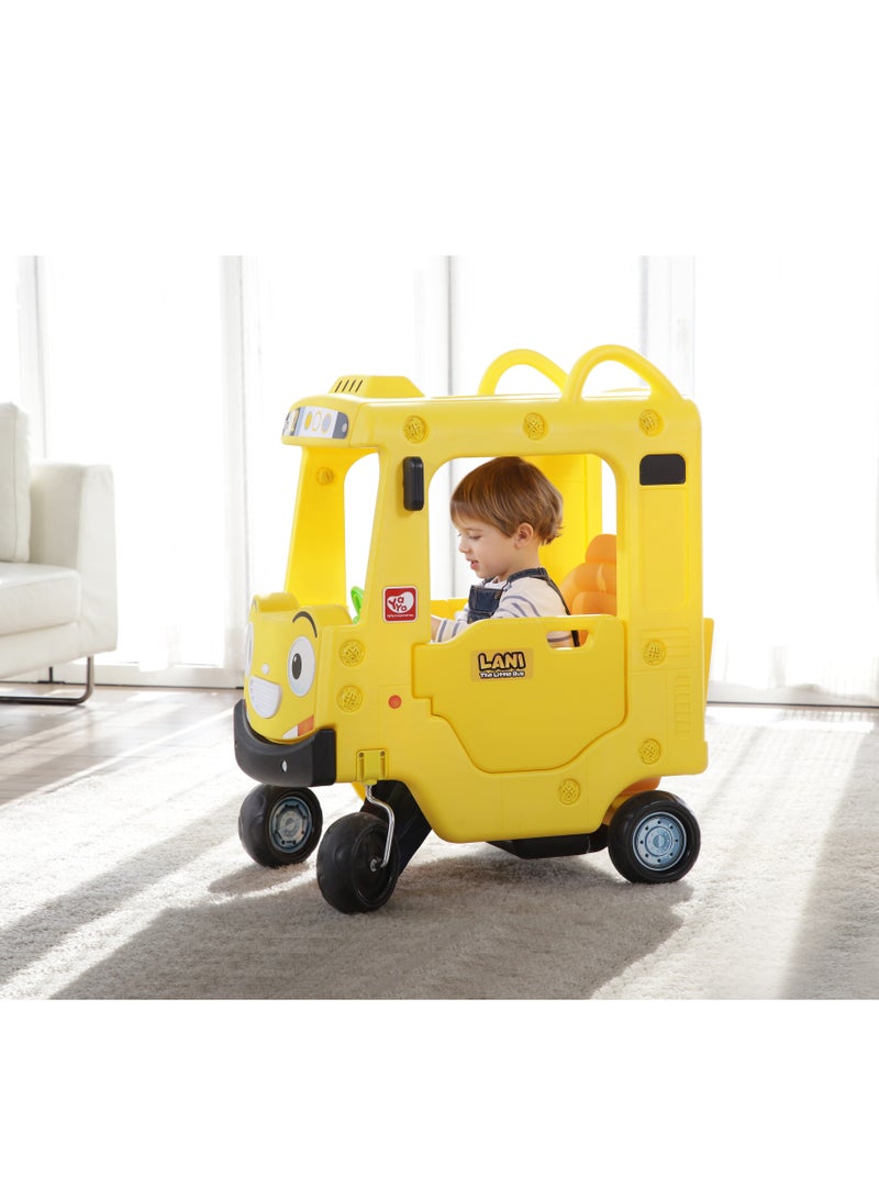 YaYa Ride-on Bus Roof Car LB Z02 for Kids, Push Car w/ Light, Music,Rotating Wheels, Drive & Sliding Footrest 1-3 Yrs - Yellow