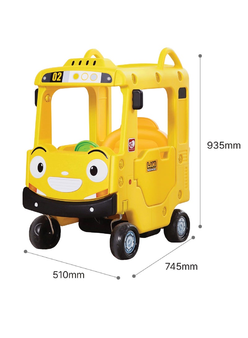 YaYa Ride-on Bus Roof Car LB Z02 for Kids, Push Car w/ Light, Music,Rotating Wheels, Drive & Sliding Footrest 1-3 Yrs - Yellow