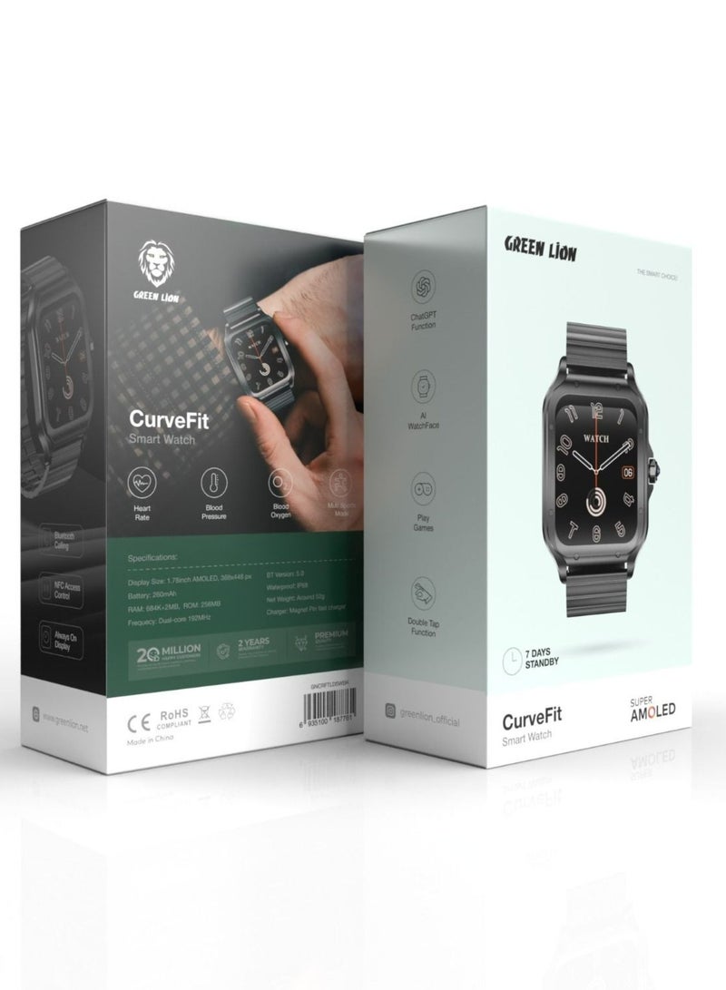 Green Lion CurveFit Smart Watch AMOLED - Black