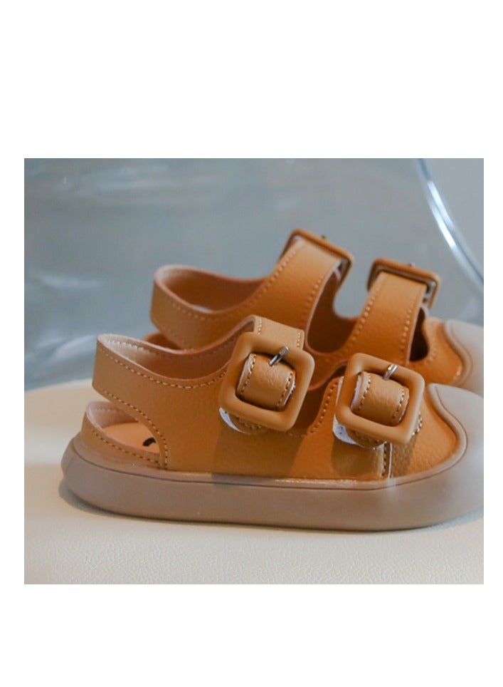 Children's Small And Medium-Sized Children's Headband Anti-Collision Sandals, Summer New Hollow Out Solid Color Sandals