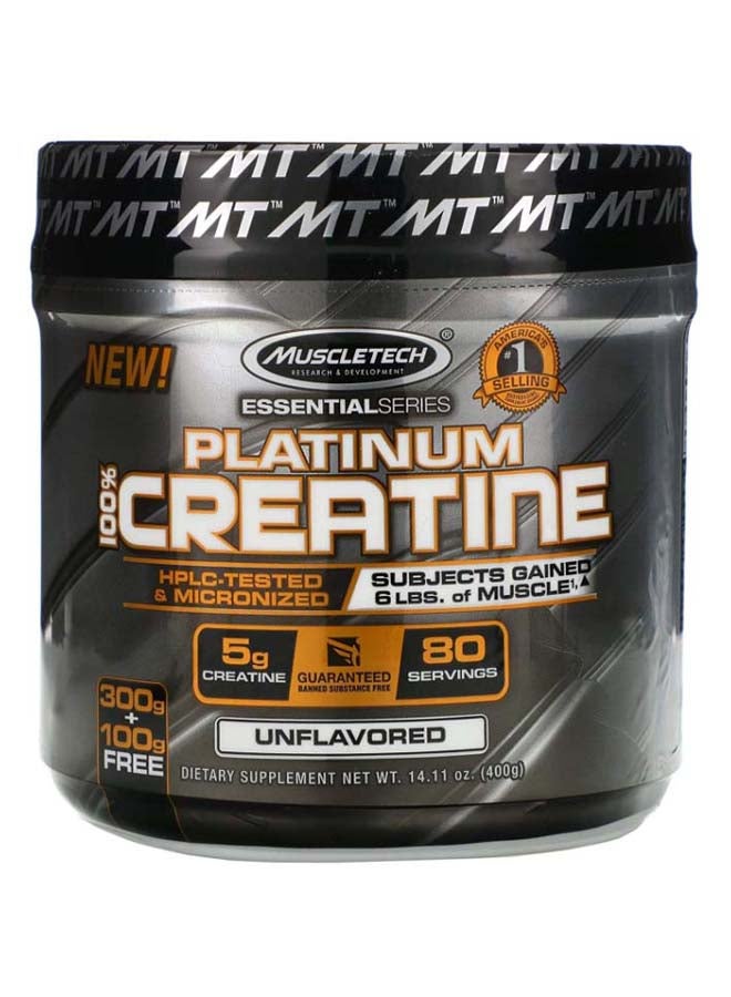 Essential Series, Platinum 100% Creatine, Unflavored 400g