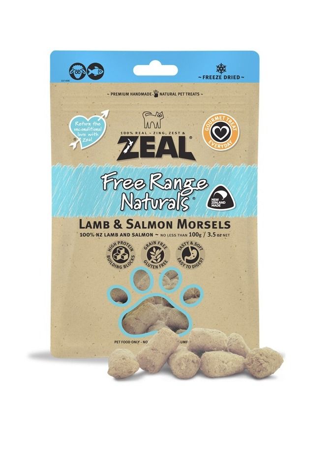 Dried Lamb And Salmon Morsels Cat Treats 100g