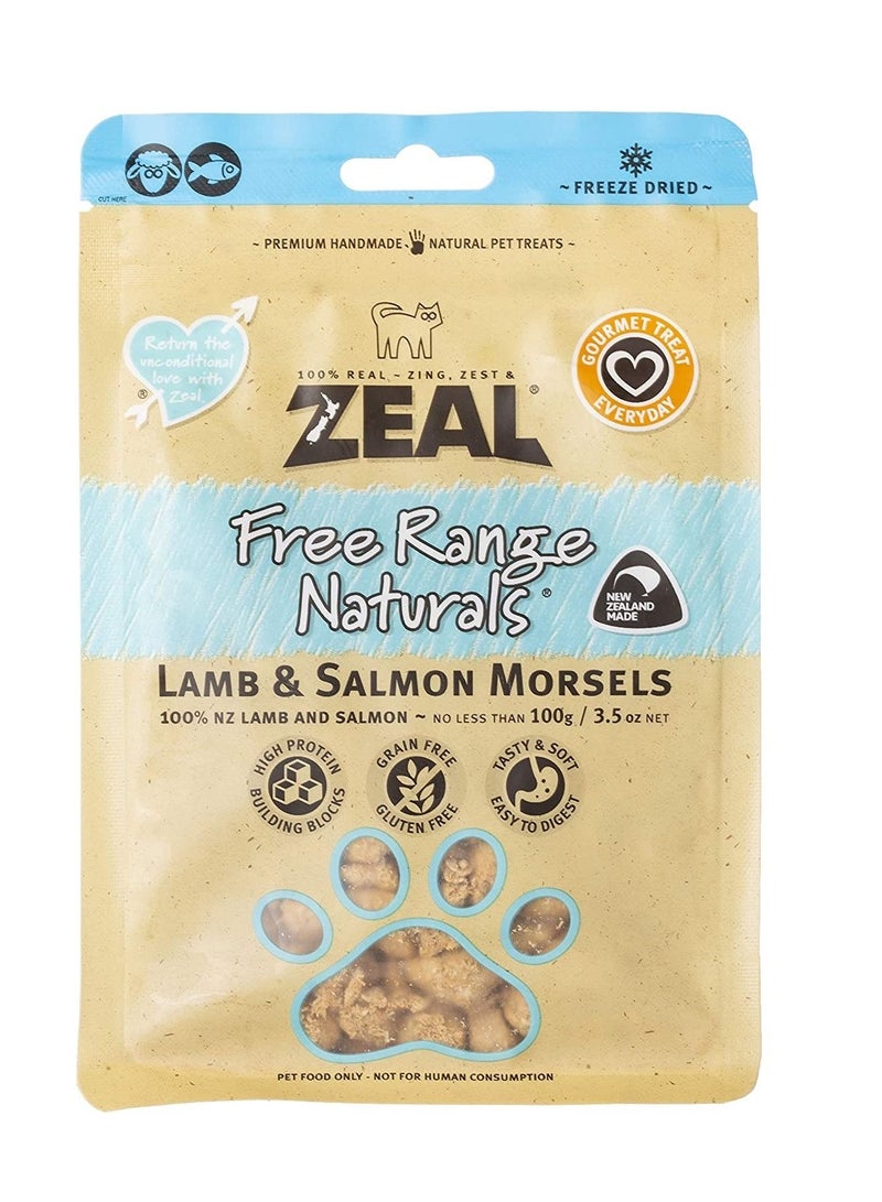 Dried Lamb And Salmon Morsels Cat Treats 100g