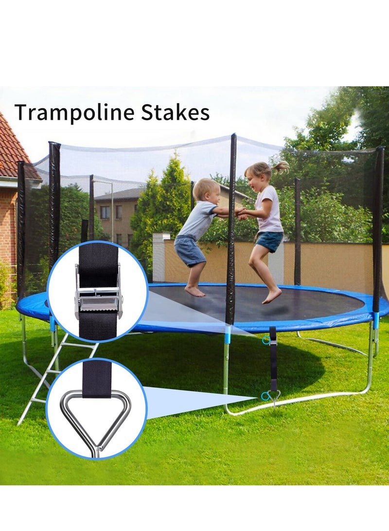 Trampoline Stakes, Strong Anchor Kit Steel Spiral Stakes, Heavy Duty  Fixed Parts Corkscrew Shape Steel Stakes Anchor Kit for Trampolines Tents Swing, Set of 4 Bonus 4 Strong Belt