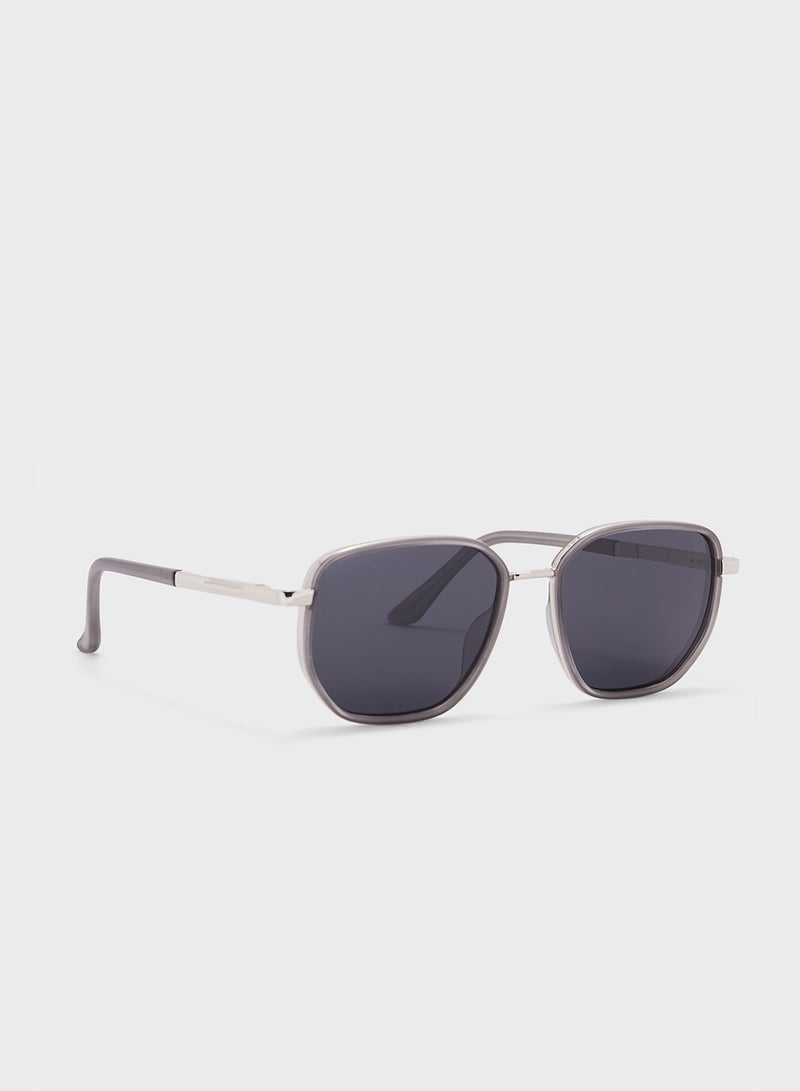 Polarized Lens With Spring Arms Square Aviator Sunglasses