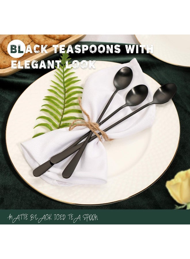 Hiware Matte Black 9-Inch Long Handle Iced Tea Spoon, Coffee Spoon, Ice Cream Spoon, Stainless Steel Cocktail Stirring Spoons, Set of 4