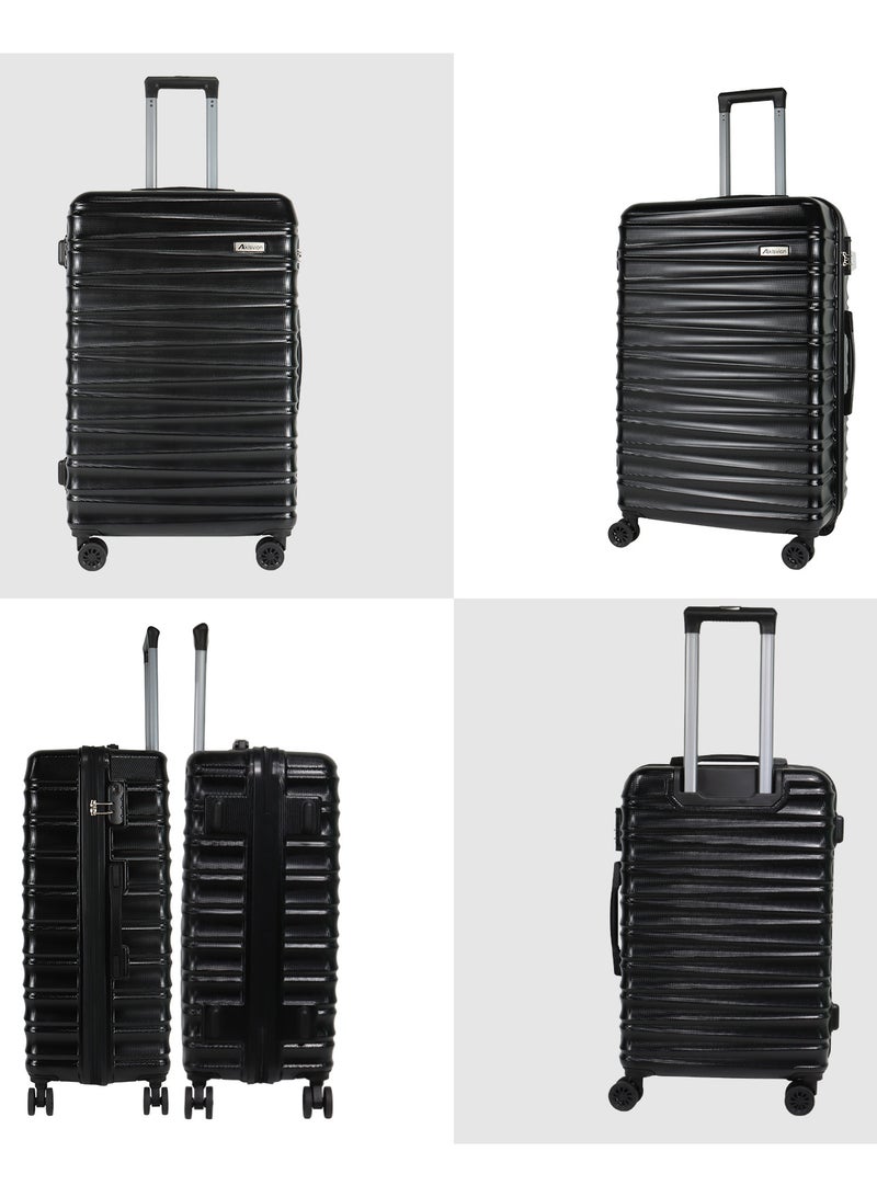 Aklsvion 3 Piece ABS Hardside Spinner Luggage Hard Suitcase Trolley Set 20/24/28 Inch Spinner Wheels with Number Lock Luggage Collection Set of 3 Travel Luggage Bag Black