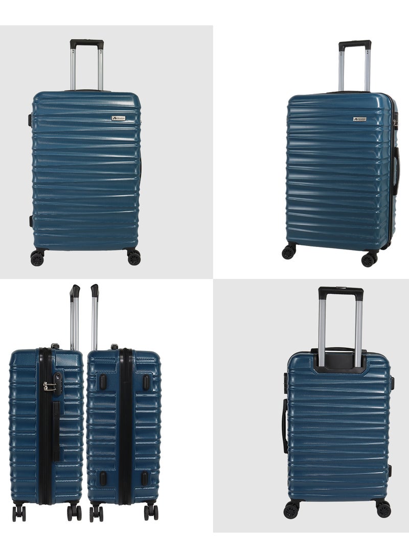 Aklsvion Hardside Spinner Luggage Trolley Set 20/24/28 Inch Hard Case Luggage Trolley for Unisex ABS Lightweight Travel Bag 4 Double Wheeled Suitcase with Code Lock Blue