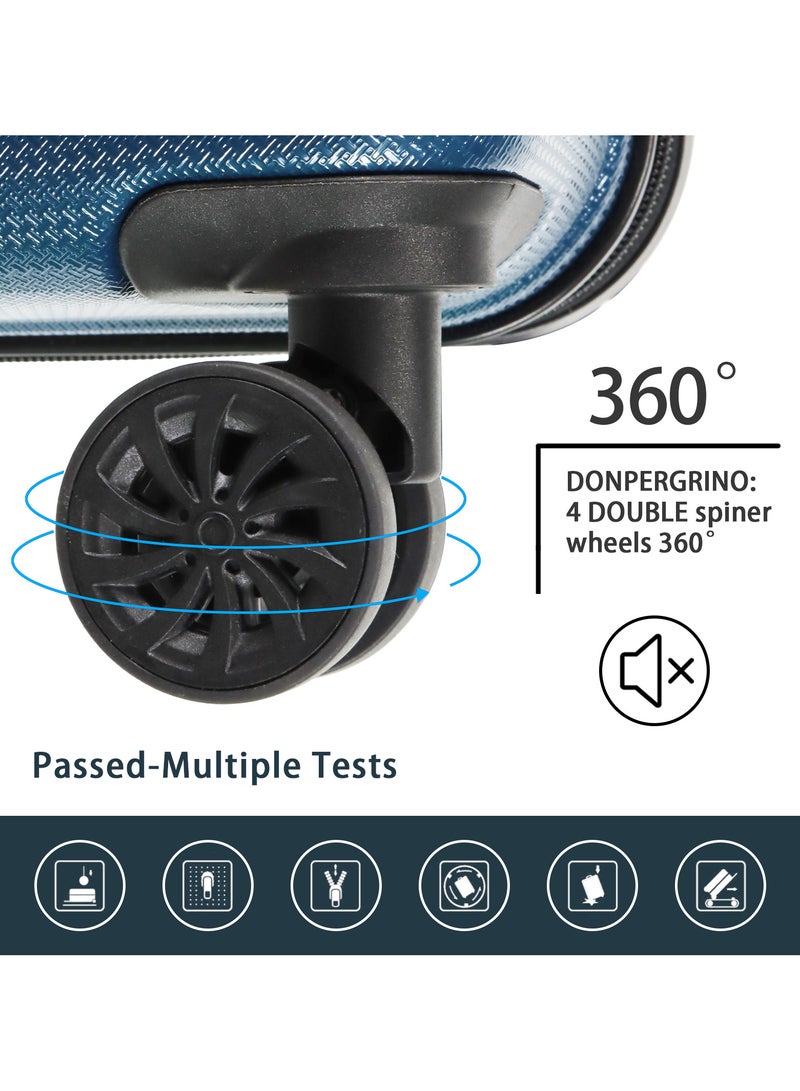 Aklsvion Hardside Spinner Luggage Trolley Set 20/24/28 Inch Hard Case Luggage Trolley for Unisex ABS Lightweight Travel Bag 4 Double Wheeled Suitcase with Code Lock Blue