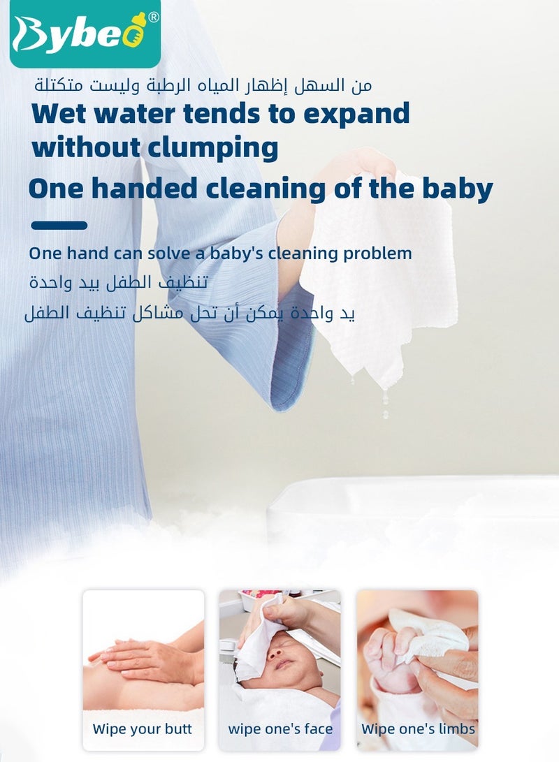 5 Packs Baby Cotton Tissue, Soft Baby Dry Wipe, Wet and Dry Use, Infant Cotton Towel, Made of Pure Cotton, 400 Count Unscented Disposable Facial Cotton Tissues for Baby Sensitive Skin