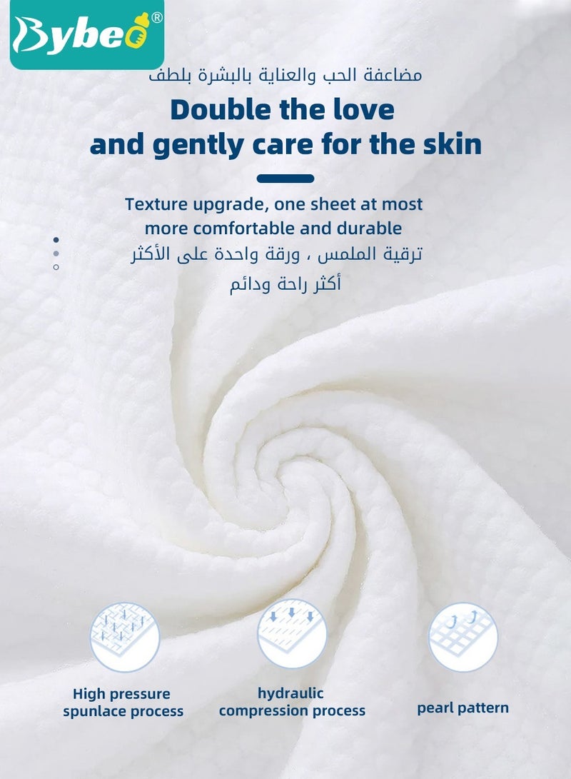 5 Packs Baby Cotton Tissue, Soft Baby Dry Wipe, Wet and Dry Use, Infant Cotton Towel, Made of Pure Cotton, 400 Count Unscented Disposable Facial Cotton Tissues for Baby Sensitive Skin