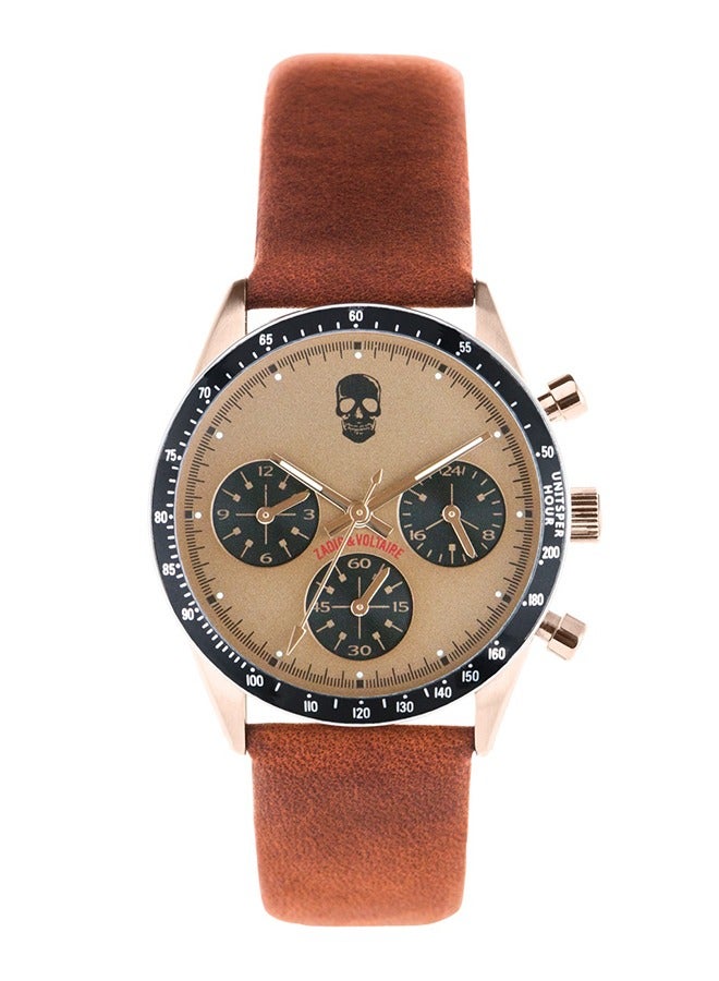 Unisex Zadig and Voltaire Brown Dial and Brown Leather Strap Watch  - ZVM118