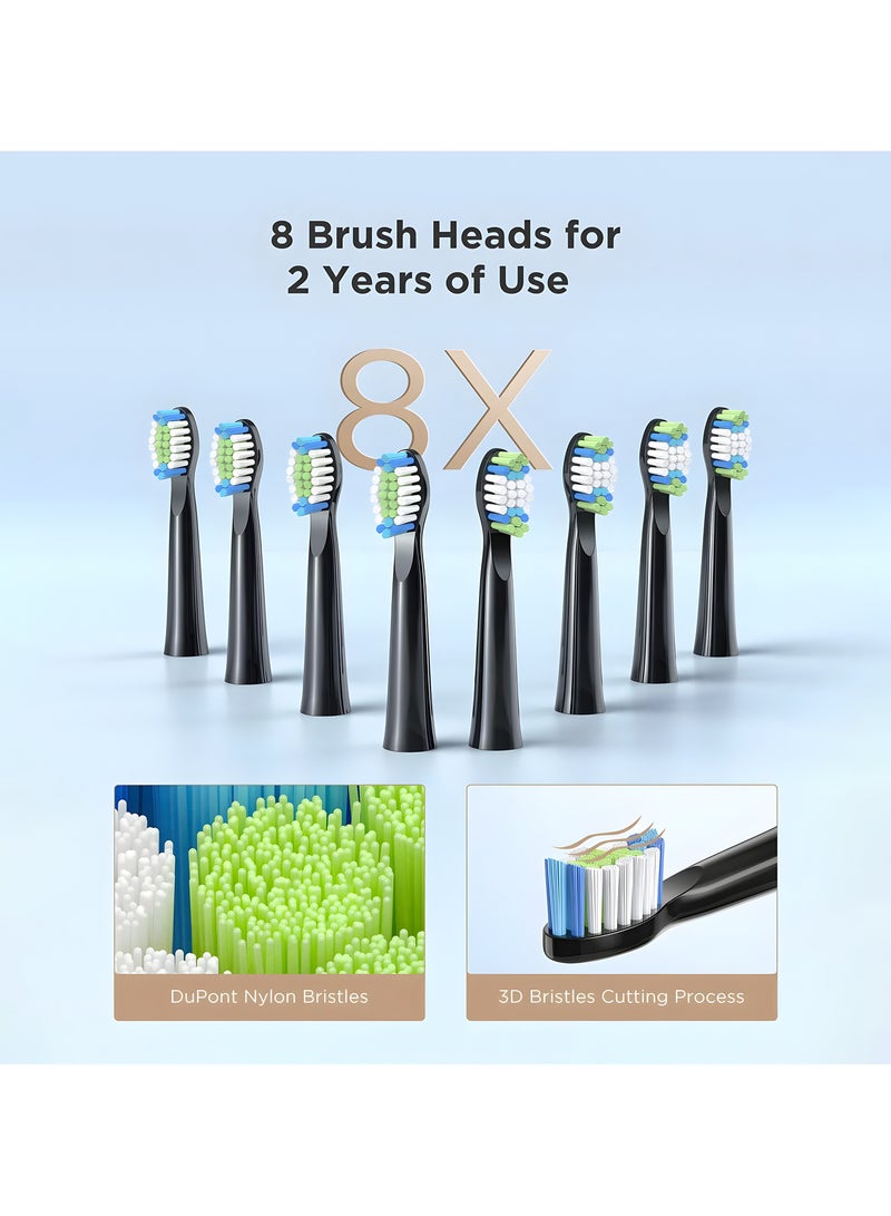 E11 Sonic Electric Toothbrush for Adults Rechargeable Electric Toothbrush with 8 Brush Heads, And Travel Case