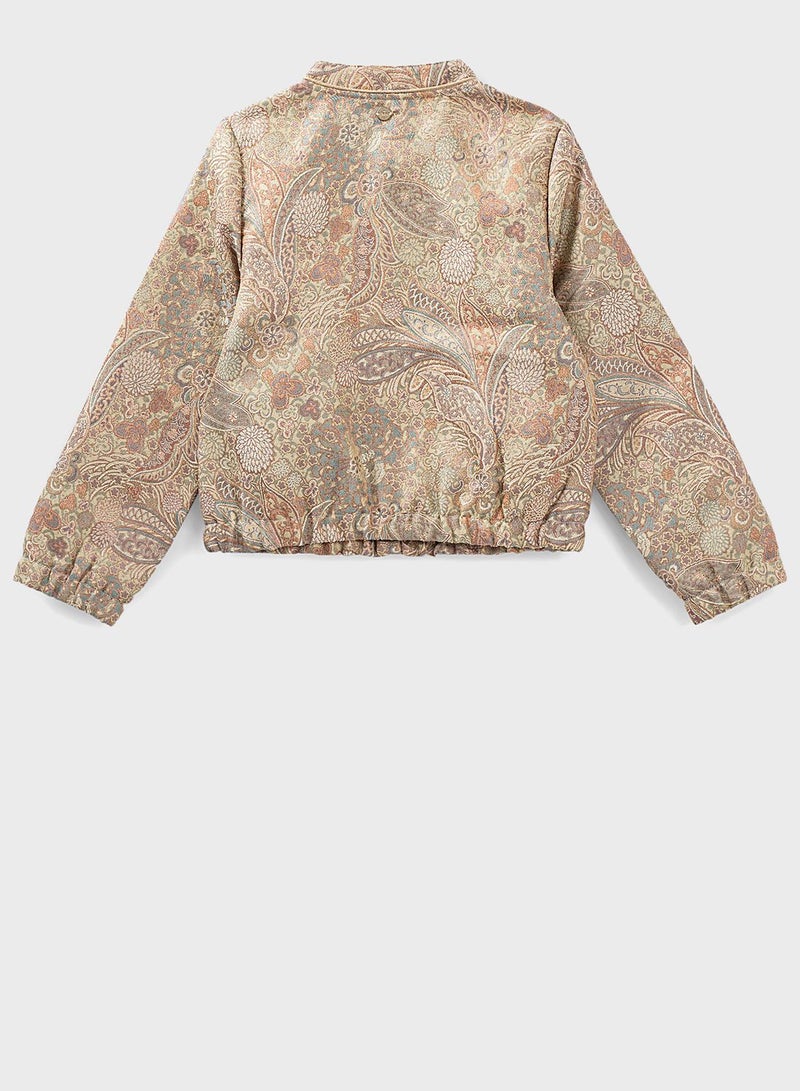 Kids Floral Print Bomber Jacket