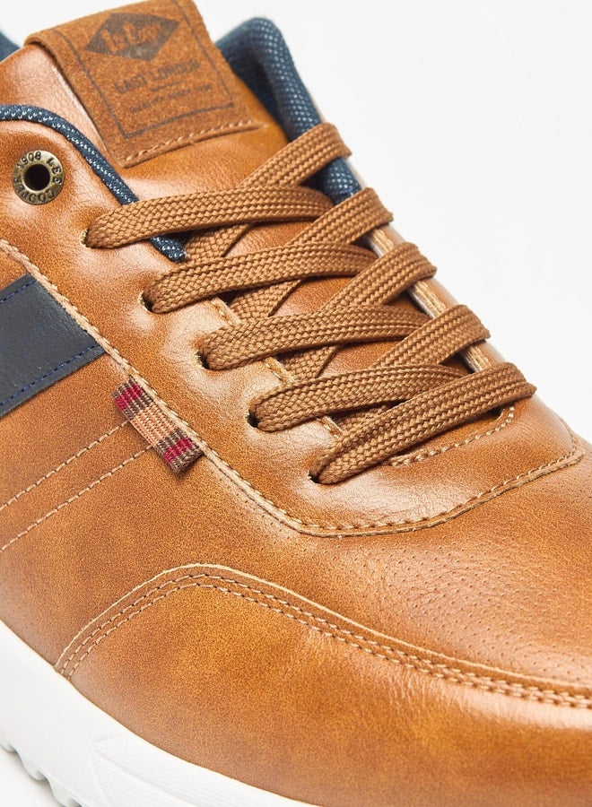 Men's Logo Print Panel Detail Lace Up Low Ankle Sneakers