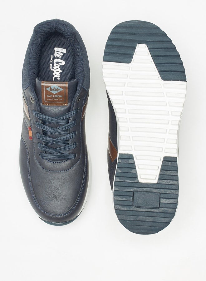 Men's Logo Print Panel Detail Lace Up Low Ankle Sneakers