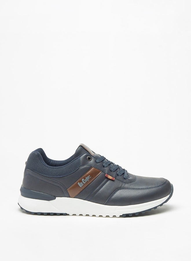 Men's Logo Print Panel Detail Lace Up Low Ankle Sneakers