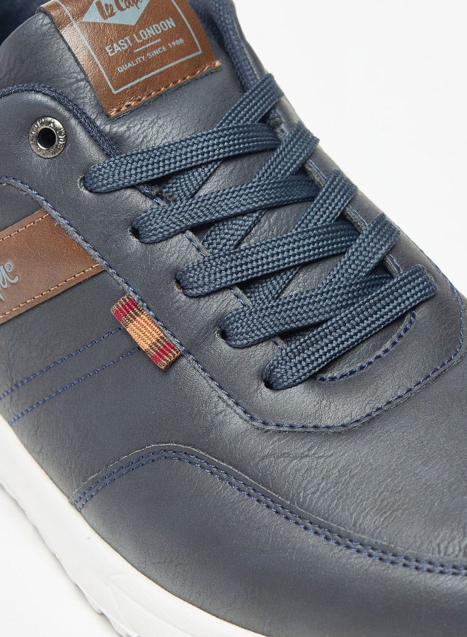Men's Logo Print Panel Detail Lace Up Low Ankle Sneakers