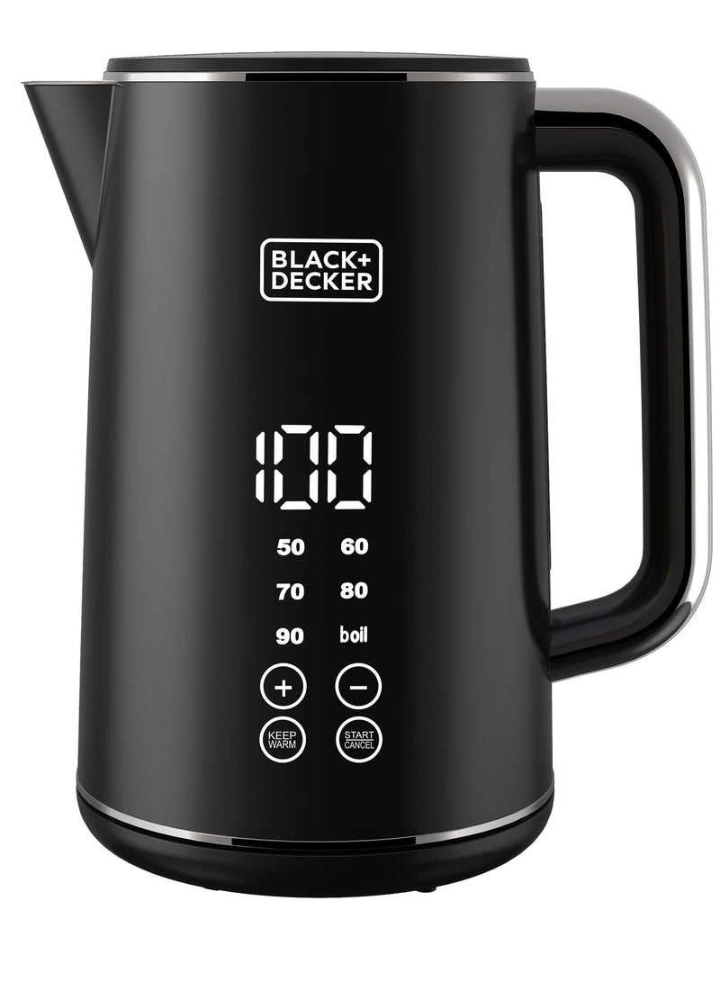 Digital Kettle, Touch Screen, Double Wall Design, 6 Preset Temps, 30-Min Keep Warm, LED Display, Auto Shut-Off, Boil-Dry Protection, Cool-Touch Exterior, 1.7 L 2200 W JCD200-B5 Black