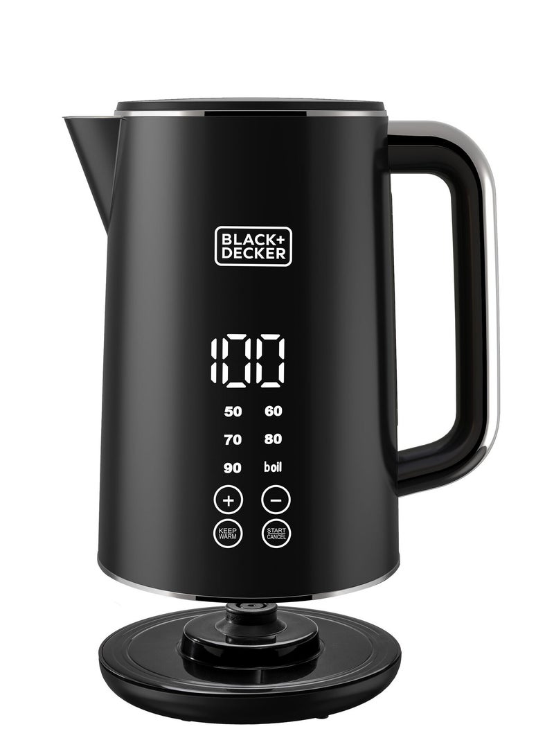 Digital Kettle, Touch Screen, Double Wall Design, 6 Preset Temps, 30-Min Keep Warm, LED Display, Auto Shut-Off, Boil-Dry Protection, Cool-Touch Exterior, 1.7 L 2200 W JCD200-B5 Black