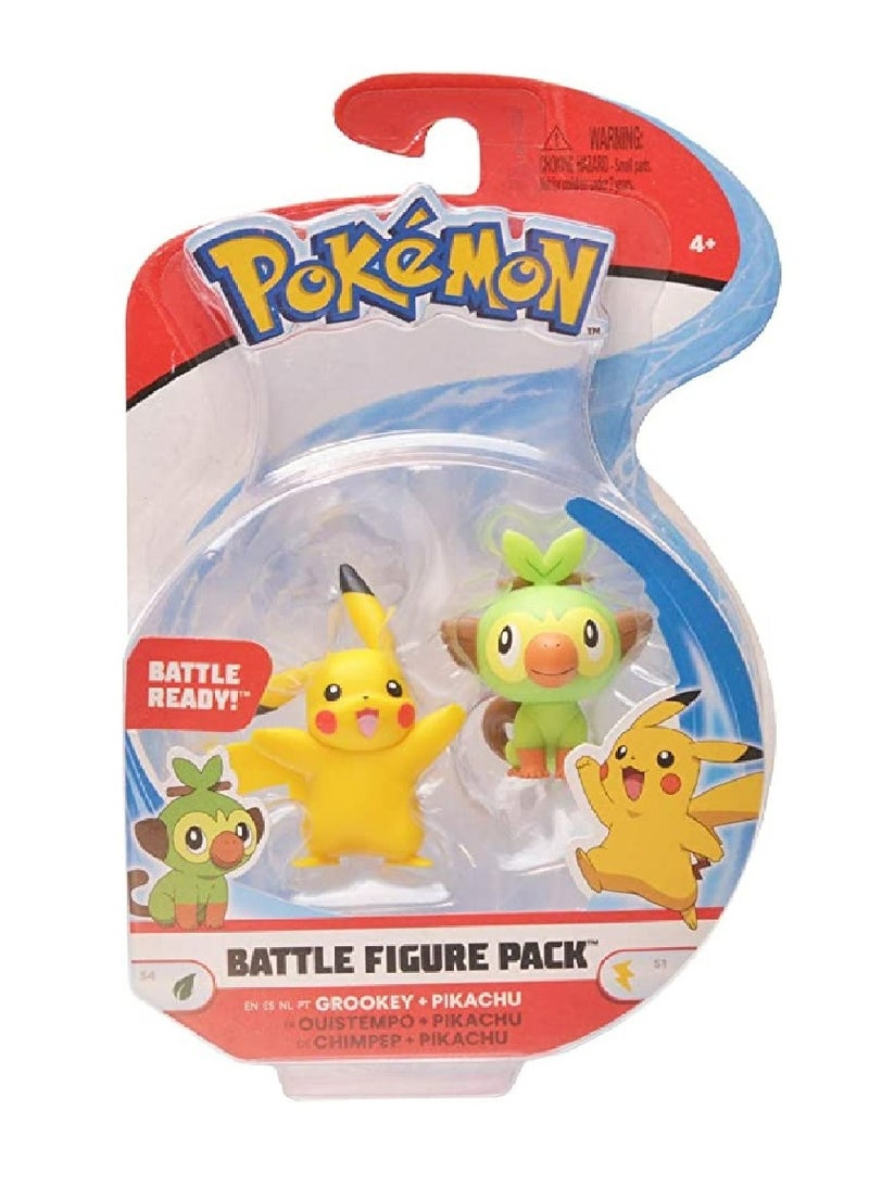 Pokemon, Battle Figure Pack,  Grookey And Pikachu Battle Figure Pack