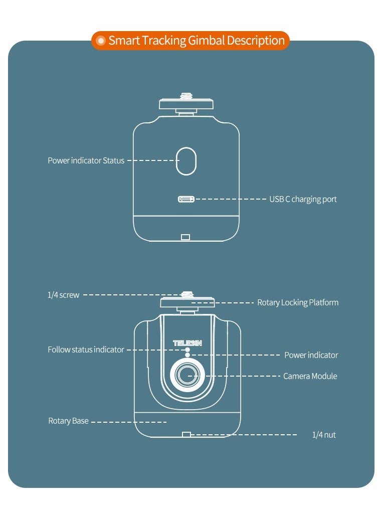 TELESIN Smart Shooting Gimbal Selfie 360° Auto Object Tracking For GoPro Insta360 Osmo Action Smartphone Camera Vlog Live