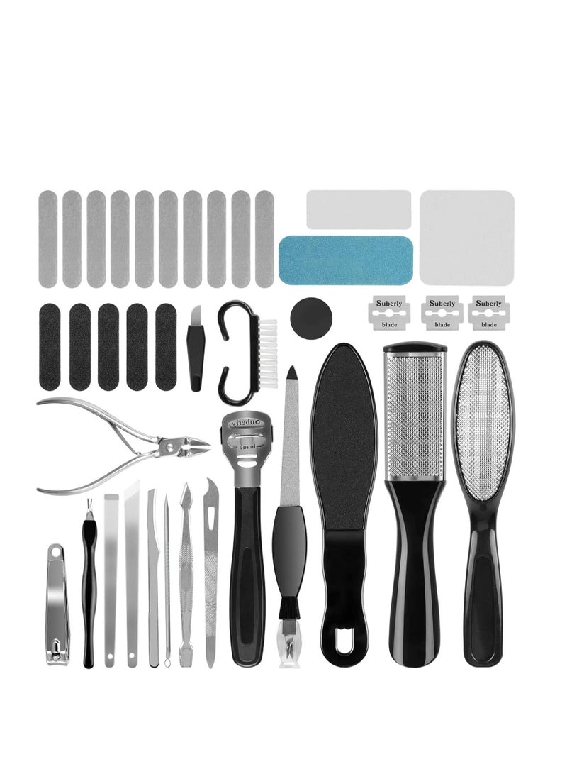 Professional Pedicure Kit, Rosmax 36 in 1 Pedicure Tools Stainless Steel Washable Foot Care Kit Dead Skin Remover Foot Spa Set at Home
