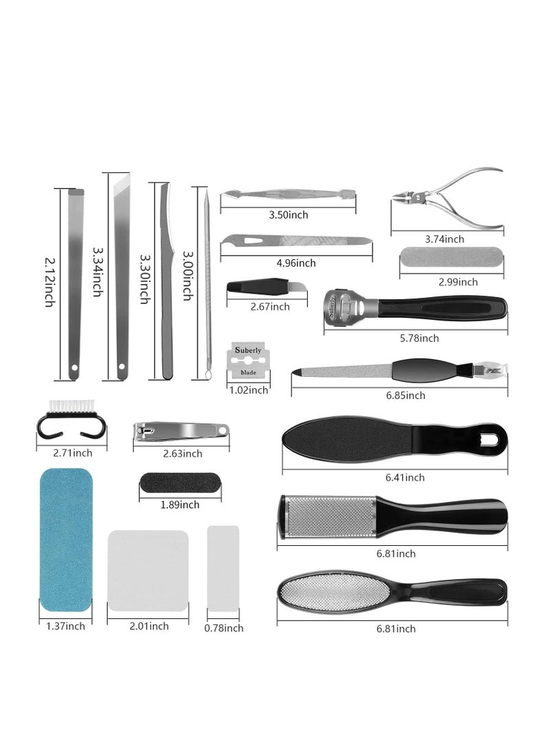Professional Pedicure Kit, Rosmax 36 in 1 Pedicure Tools Stainless Steel Washable Foot Care Kit Dead Skin Remover Foot Spa Set at Home