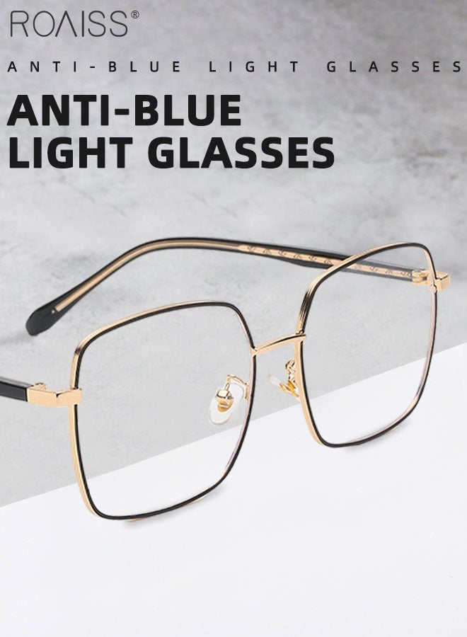 Blue Light Blocking Glasses Blue Light Filter Computer Reading Gaming TV Phones Square Eyeglasses Fashion Anti Eyestrain Headache Eyewear for Men Women Black Gold 55mm