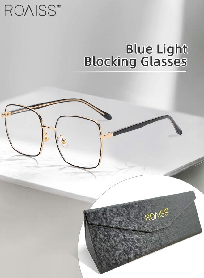 Blue Light Blocking Glasses Blue Light Filter Computer Reading Gaming TV Phones Square Eyeglasses Fashion Anti Eyestrain Headache Eyewear for Men Women Black Gold 55mm