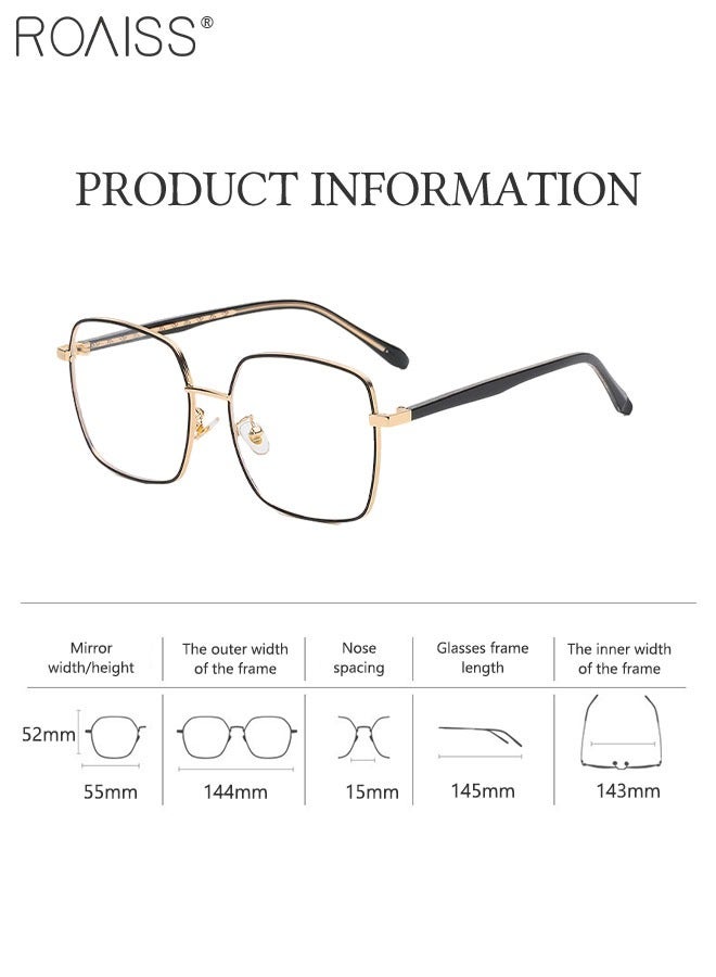 Blue Light Blocking Glasses Blue Light Filter Computer Reading Gaming TV Phones Square Eyeglasses Fashion Anti Eyestrain Headache Eyewear for Men Women Black Gold 55mm