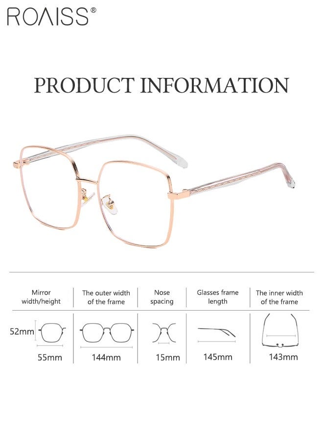 Blue Light Blocking Glasses Blue Light Filter Computer Reading Gaming TV Phones Square Eyeglasses Fashion Anti Eyestrain Headache Eyewear for Men Women Rose Gold 55mm