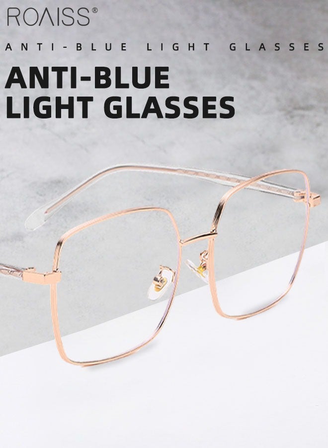 Blue Light Blocking Glasses Blue Light Filter Computer Reading Gaming TV Phones Square Eyeglasses Fashion Anti Eyestrain Headache Eyewear for Men Women Rose Gold 55mm