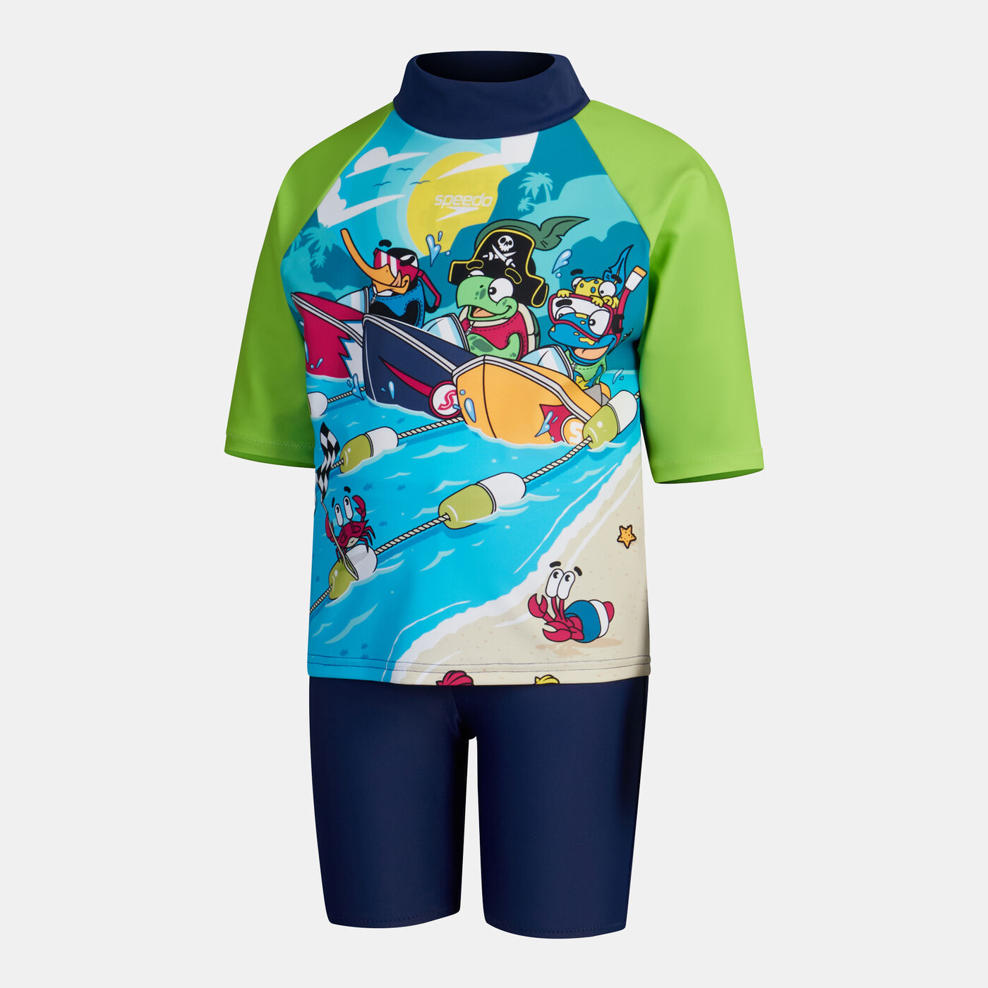 Kids' Learn To Swim Swimming Rashguard and Shorts 2-Piece Set