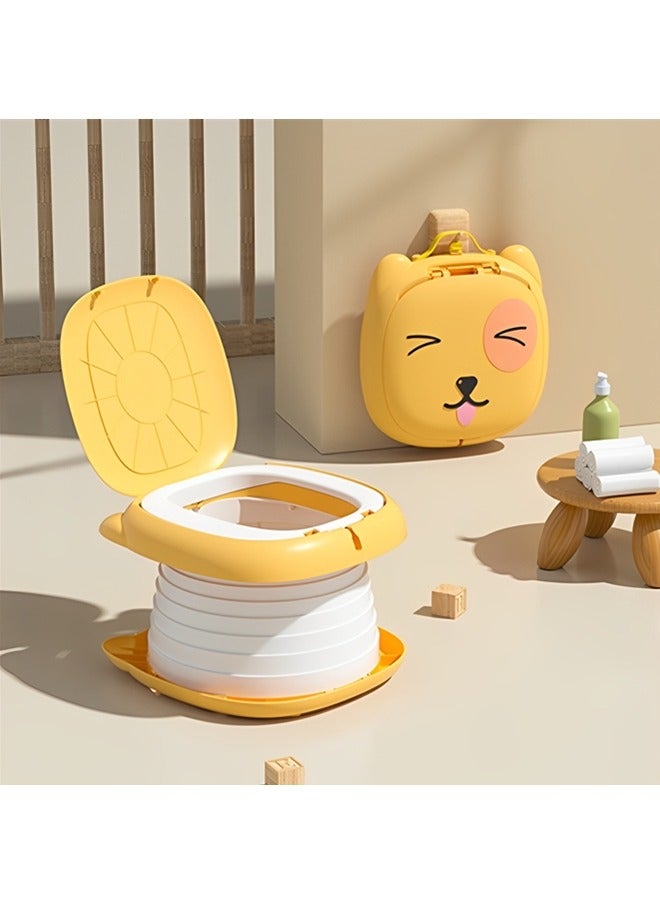 Portable Potty for Kids Foldable Travel Toilet Training Seat,Potty Training Toilet for Toddler Boys and Girls with Storage Bag,Potty Training Toilet for Car,Camping,Outdoor,Indoor(Yellow)