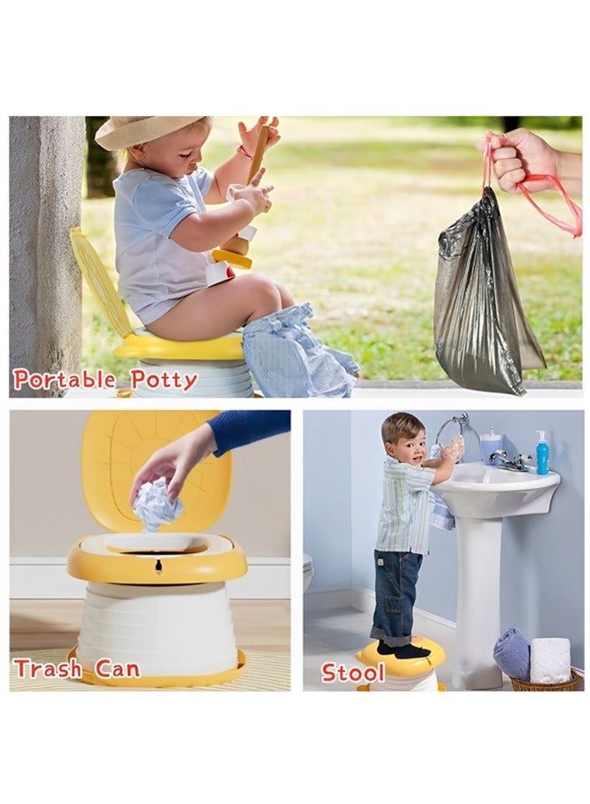Portable Potty for Kids Foldable Travel Toilet Training Seat,Potty Training Toilet for Toddler Boys and Girls with Storage Bag,Potty Training Toilet for Car,Camping,Outdoor,Indoor(Yellow)