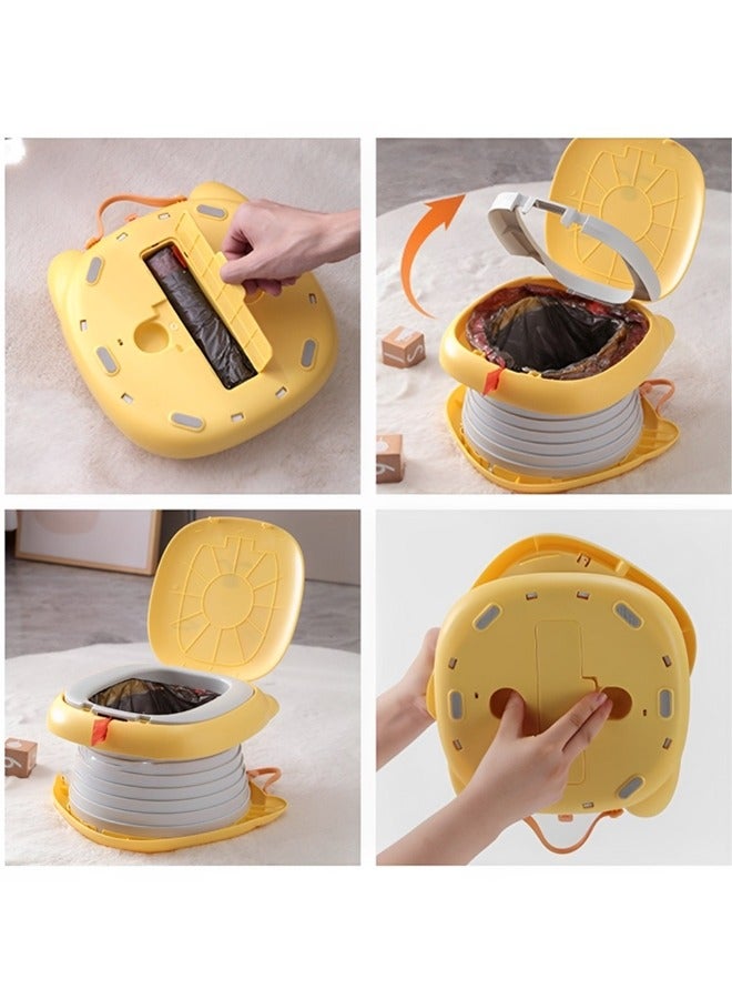 Portable Potty for Kids Foldable Travel Toilet Training Seat,Potty Training Toilet for Toddler Boys and Girls with Storage Bag,Potty Training Toilet for Car,Camping,Outdoor,Indoor(Yellow)