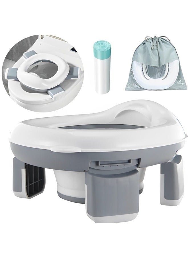 Portable Potty Training Toilet for Kids with Storage Bag,Foldable Travel Potty Chair for Outdoor and Indoor Easy to Clean,Toddler Urinal,Potty Training Toilet Seat for Boys and Girls(Gray)
