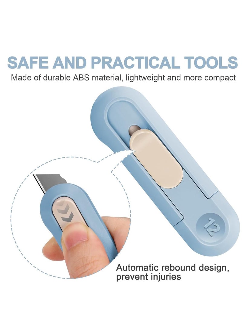 Utility Knife, 8 Pack Retractable Letter Opener, Mini Box Cutter, Compact Cardboard Cutter Razor Knife, Cute Box Cutters for Paper Package Envelope Mail Arts Crafts Office Home Use