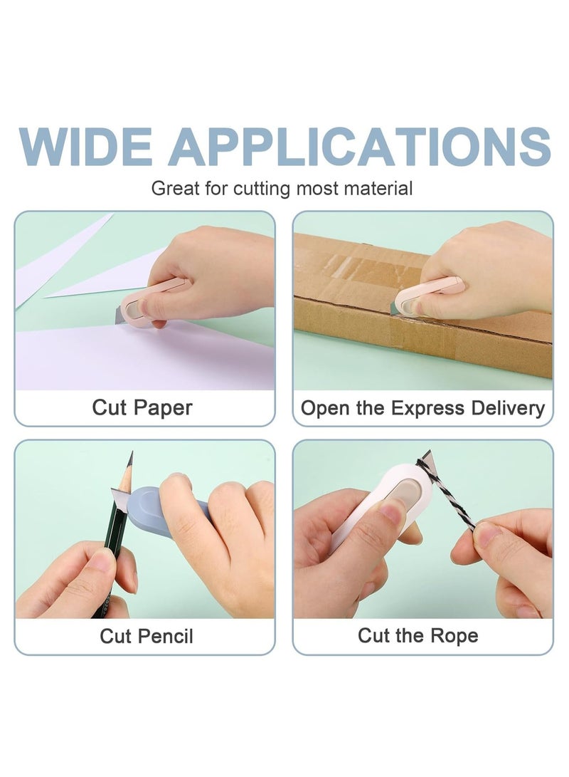 Utility Knife, 8 Pack Retractable Letter Opener, Mini Box Cutter, Compact Cardboard Cutter Razor Knife, Cute Box Cutters for Paper Package Envelope Mail Arts Crafts Office Home Use