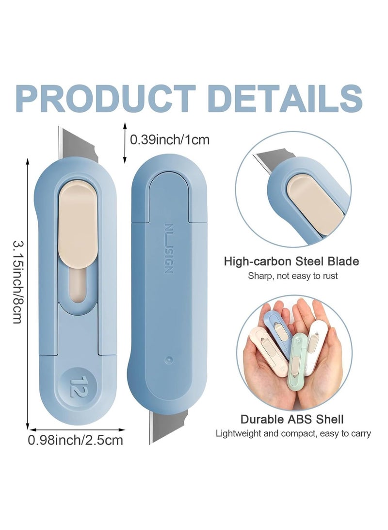 Utility Knife, 8 Pack Retractable Letter Opener, Mini Box Cutter, Compact Cardboard Cutter Razor Knife, Cute Box Cutters for Paper Package Envelope Mail Arts Crafts Office Home Use