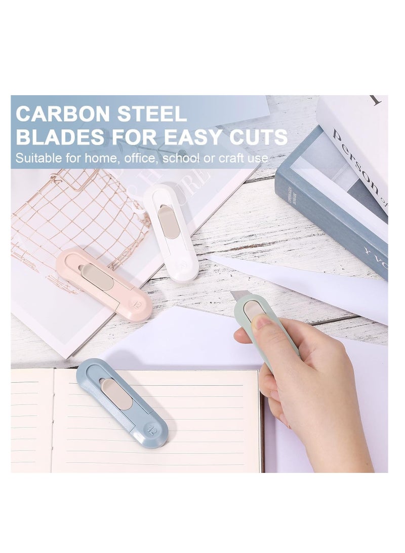 Utility Knife, 8 Pack Retractable Letter Opener, Mini Box Cutter, Compact Cardboard Cutter Razor Knife, Cute Box Cutters for Paper Package Envelope Mail Arts Crafts Office Home Use