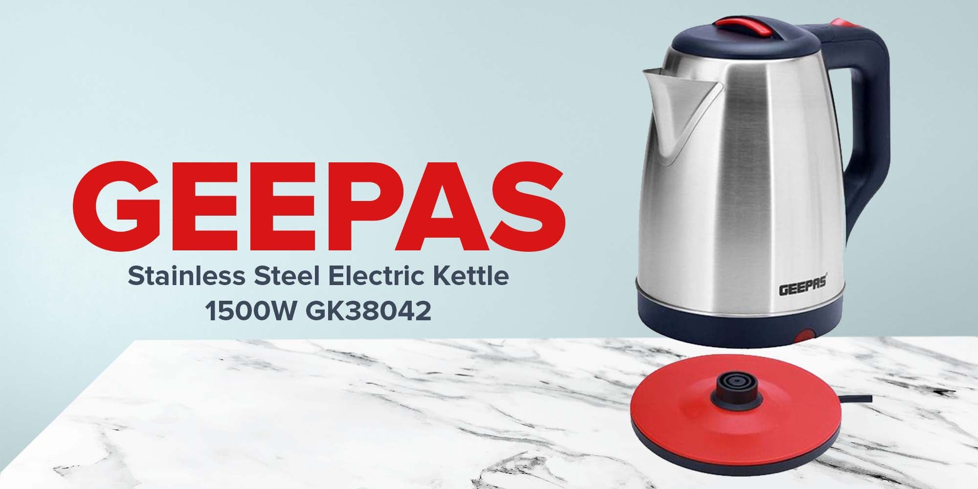 1.8L Electric Kettle - Stainless Steel Body| Auto Shut-Off & Boil-Dry Protection | Heats up Quickly & Easily, Fashionable Design| Boil for Water, Tea & Coffee Maker 1.8 L 1500 W GK38042 Silver/Black