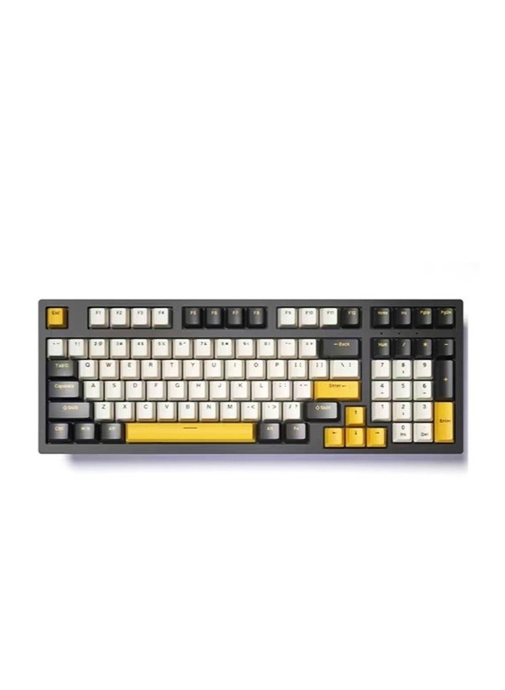 K98 RGB main backlight 98key hot swappable mechanical gaming keyboard 96% in white, yellow and black