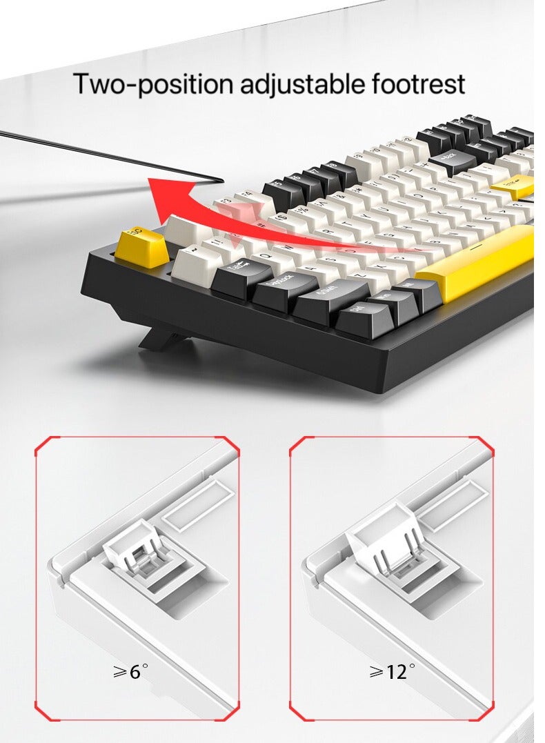 K98 RGB main backlight 98key hot swappable mechanical gaming keyboard 96% in white, yellow and black