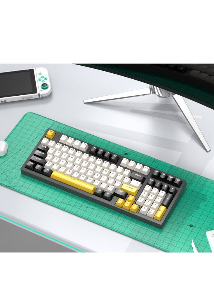 K98 RGB main backlight 98key hot swappable mechanical gaming keyboard 96% in white, yellow and black