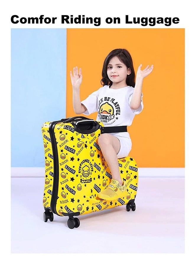 Kids Luggage Traveling Ride-On Suitcase, Children's Unique Design Ride-On Luggage Pattern Duck Yellow