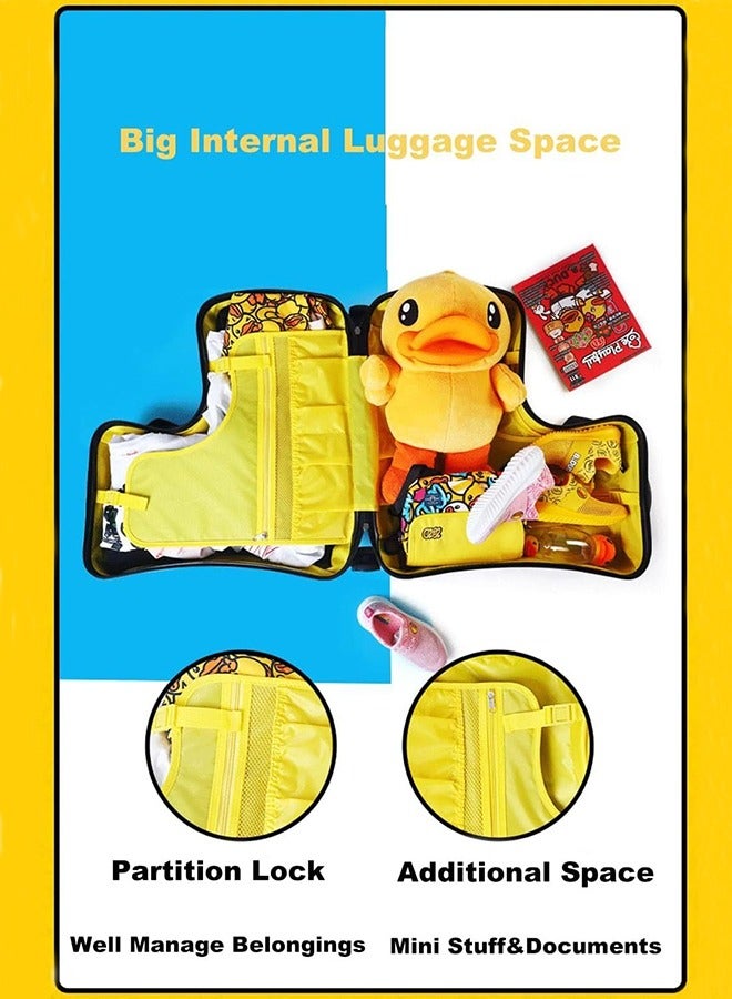 Kids Luggage Traveling Ride-On Suitcase, Children's Unique Design Ride-On Luggage Pattern Duck Yellow