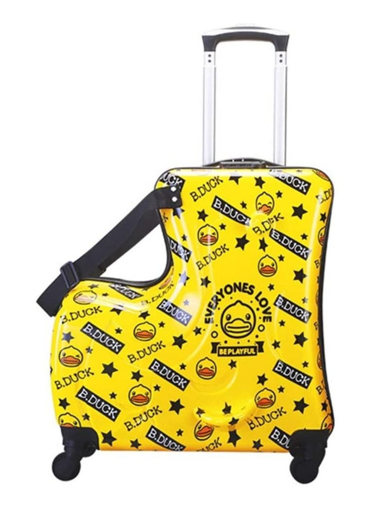 Kids Luggage Traveling Ride-On Suitcase, Children's Unique Design Ride-On Luggage Pattern Duck Yellow